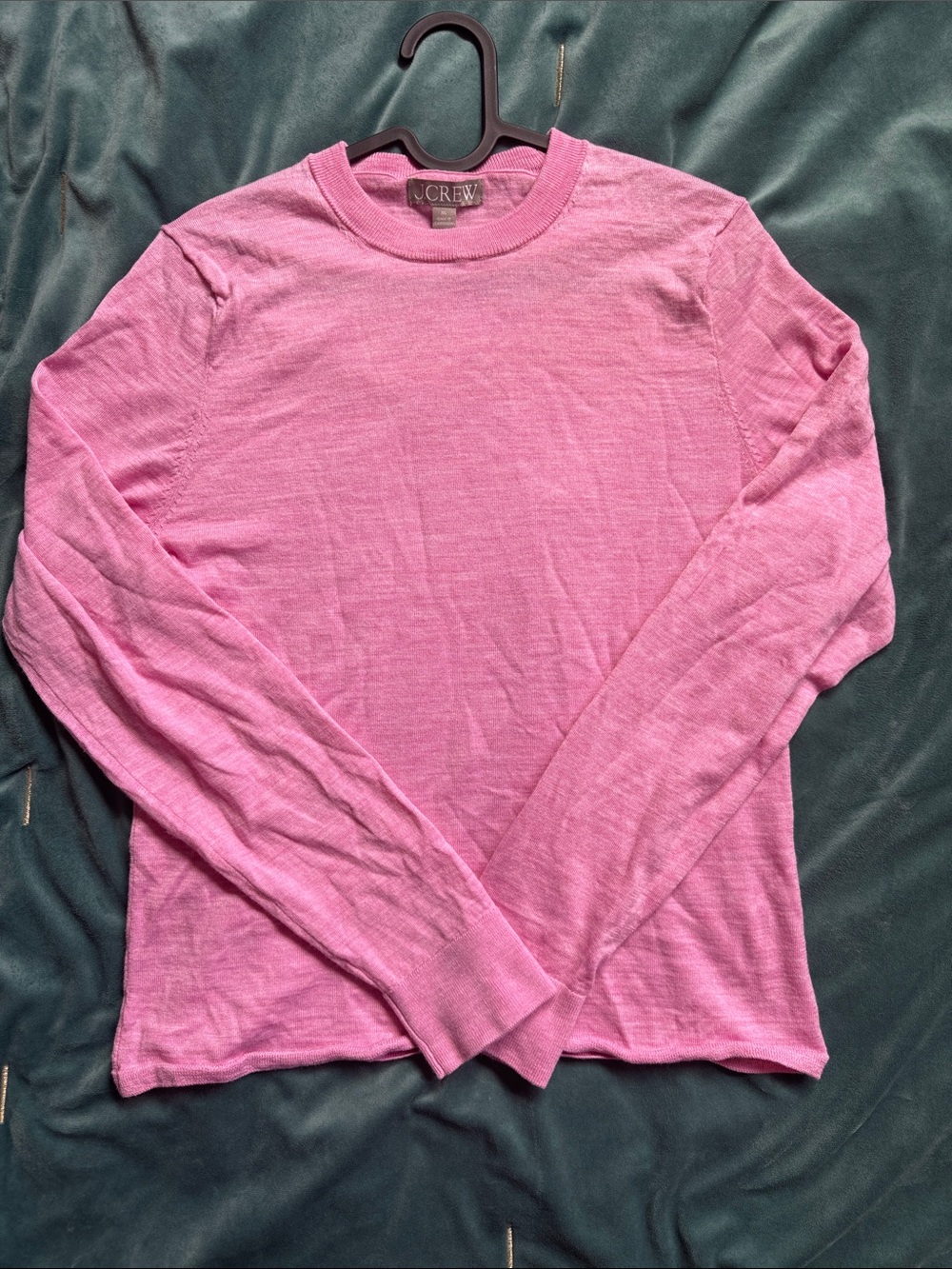 J. Crew Pink Merino Lightweight Crewneck Long-Sleeve Top